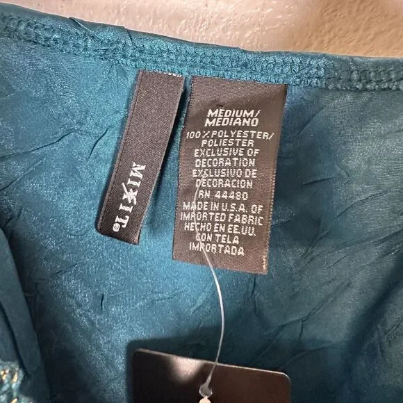 Mixit Crinkle Crochet Teal 90s Style Sleeveless Blouse size Medium NEW with Tags - Picture 5 of 6